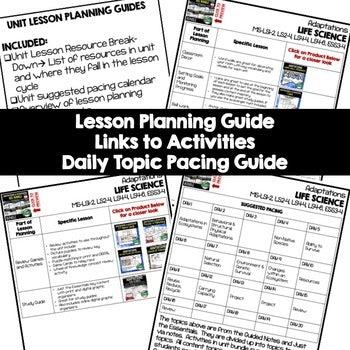 Adaptations Lesson Plan Guide fNGSS BACK TO SCHOOL Life Science Curriculum - preview 2