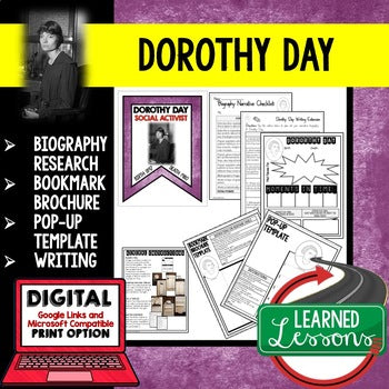 Dorothy Day Biography Research, Bookmark Brochure, Pop-Up, Writing - preview 1