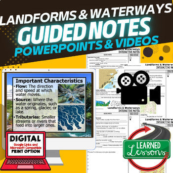 Landforms & Waterways Guided Notes PowerPoints, Video for Flipped Classroom FREE - preview 1