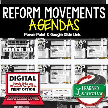 Reform Movements Agenda PowerPoint & Google Slides, American History Agenda - preview 1