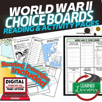 World War II Activity Choice Boards, Print, Digital, and Google - preview 1