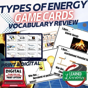 Types of Energy Game Cards, Test Prep, Physical Science Vocabulary Activity - preview 1