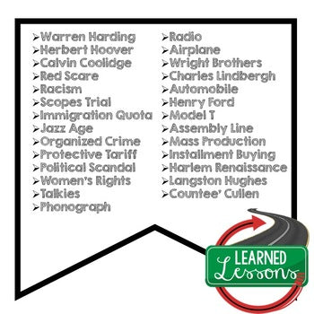 1920s American History Word Wall US History Word Wall - preview 2