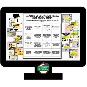 Elements of Life Activity Picture Puzzle Life Science Activity Vocabulary Review - preview 4