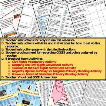 Civil Rights Digital Escape Room, Breakout Room, Activity Pages No Prep - preview 3