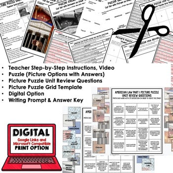 American Law Activity Vocabulary Picture Puzzle Civics and Government - preview 2