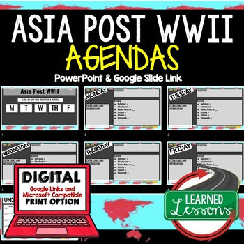 Asia Post WWII Agenda PowerPoint & Google Slides Agenda World History - preview 1