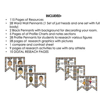 Athletes & Sports  Figures Word Wall, Profiles Activity, Google Link - preview 2
