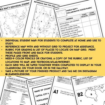 World Map Collaborative Poster, World Mapping Activity, World Map Research - preview 3