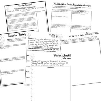 Winston Churchill We Will Fight on Beaches Speech Analysis & Writing Activity - preview 2