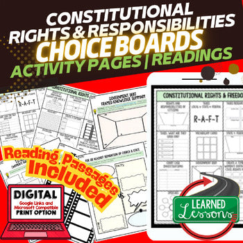 Constitutional Rights Activities Choice Board, Digital Learning, Google & Print - preview 1