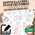 Earth's Layers Plate Tectonics Assessments, Test, Quiz, Assessments, Test, Quiz - preview 1