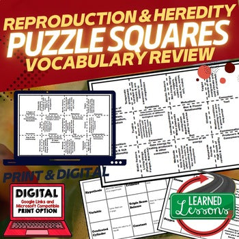 Heredity Reproduction Vocabulary Activity, Life Science Curriculum Puzzle - preview 1