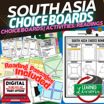 South Asia Activities, Choice Board, Google Geography, Reading Comprehension - preview 1