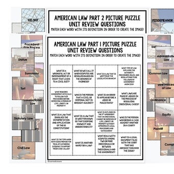 American Law Activity Vocabulary Picture Puzzle Civics and Government - preview 3