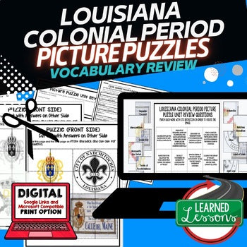 Louisiana's Colonial Period Activity Picture Puzzle Louisiana History Curriculum - preview 1