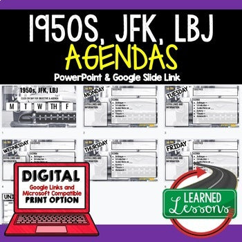 1950s, JFK, LBJ Agenda PowerPoint & Google Slides Agenda - preview 1