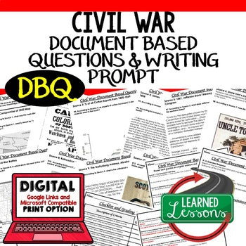 Civil War DBQ, Document Based Questions, Primary and Secondary Sources - preview 1