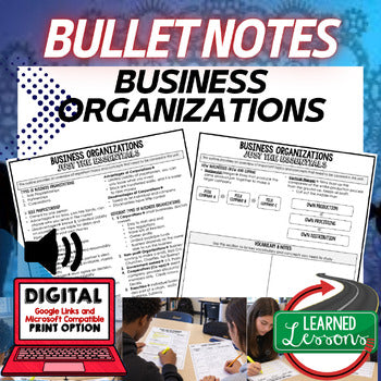 Business Organizations Outline Notes, Bullet Notes, Unit Review, Economic Notes - preview 1