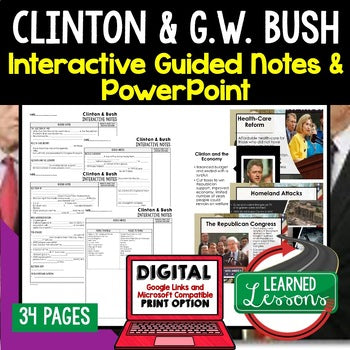 Clinton and Bush Notes & PowerPoints, US History, Print, Digital - preview 1