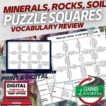 Minerals, Rocks, & Soil Activity Puzzle | Vocabulary Matching - preview 1