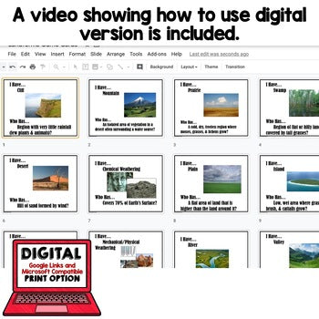 Landforms & Topography Game Cards, Earth Science Game Cards - preview 3