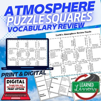 Earth Science Earth's Atmosphere Puzzles Google | Vocabulary Matching - preview 1