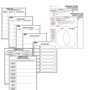 Elements of Life Guided Notes and PowerPoints NGSS, Life Science Guided Notes - preview 3