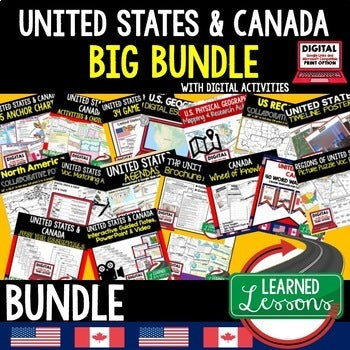 United States & Canada Geography Bundle | Maps & Activities | Print & Digital - preview 1