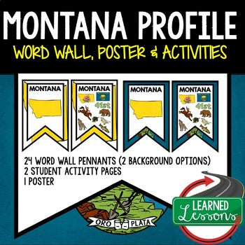 Montana History Word Wall, State Profile, Montana Activities US History Posters - preview 1