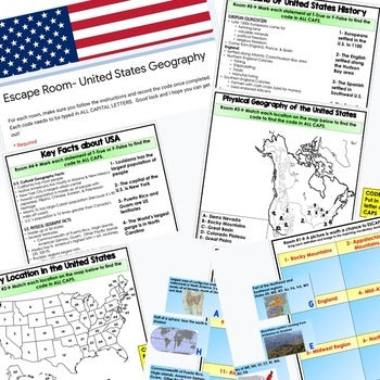 United States Geography Escape Room | Digital Breakout World Geography Activity - preview 2