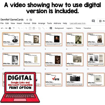 Democracy & Reform Game Cards, Test Prep, Print & Digital Learning, Google - preview 2