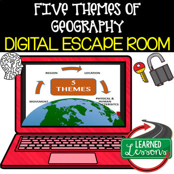 Five Themes Geography Escape Room | Digital Breakout | World Geography Activity - preview 1