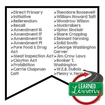 Progressive Era Word Wall US History Word Wall US History Posters - preview 2