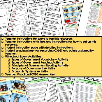 Types of Government Digital Escape Room, Breakout Room, Activity Pages No Prep - preview 3