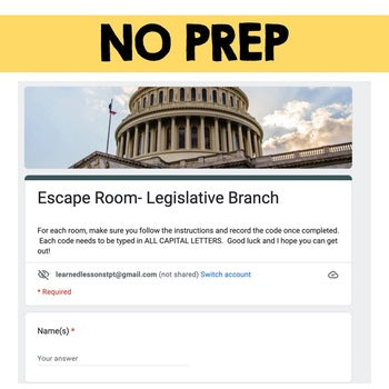 Legislative Branch Digital Escape Room, Breakout Room, Activity Pages No Prep - preview 4