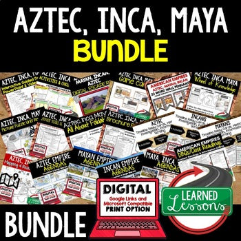 Aztec Incan Mayan Empires Bundle | World History Activities | Print & Google - preview 1