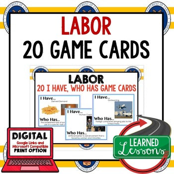 Labor GAME CARDS (Economics Test Prep), Economics Activity - preview 1