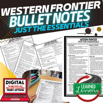 Western Frontier Outline Notes, Western Frontier Bullet Notes, Unit Review - preview 1