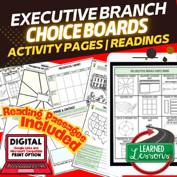 Executive Branch Activities Choice Board, Digital Google Learning & Print - preview 1