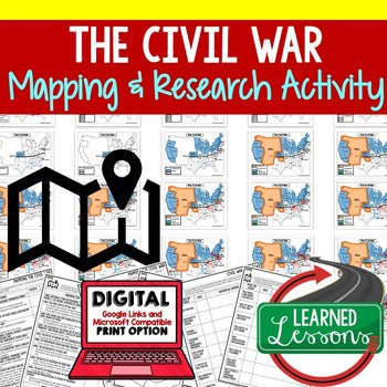 Civil War Map Activity Lesson Research, Mapping the Civil War FREE - preview 1