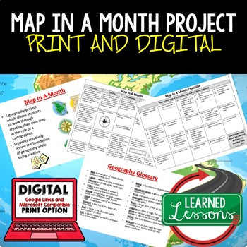 Mapping Project Activity, Build a Map  Print & Digital Distance Learning - preview 1