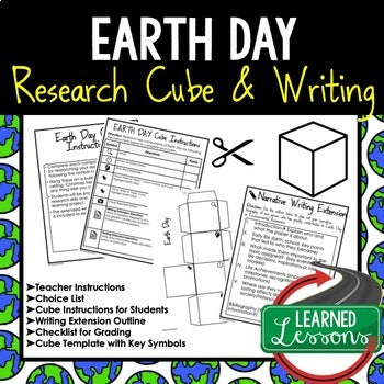 Earth Day Activity Cube, Earth Day Research, Earth Day Writing Activity - preview 1