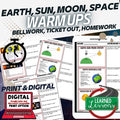 Earth Sun Moon Planets Warm Ups, Bell Ringers, NGSS Science Warm Ups - preview 1