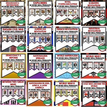 World History Word Wall Bundle | Renaissance to Modern History Posters - preview 2