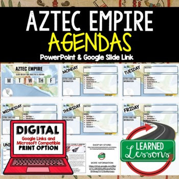 Aztec Empire Agenda PowerPoint & Google Slides, World History Agenda - preview 1