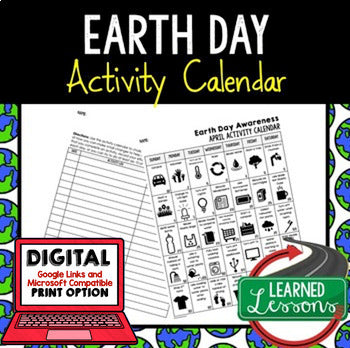 Earth Day Activity, Earth Day Activity Awareness Calendar, FREE Print and Google - preview 1