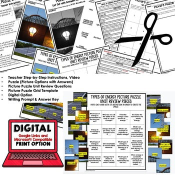 Types of Energy Activity Picture Puzzle Physical Science Activity Vocabulary - preview 3