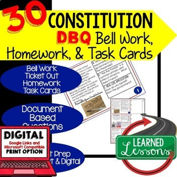 The Constitution DBQ, Document Based Questions Bellringers Ticket Out Google - preview 1