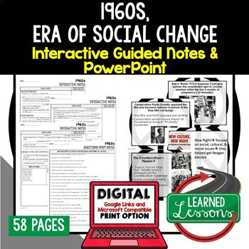 1960s, Era of Social Change Notes & PowerPoints, US History, Print, Digital - preview 1